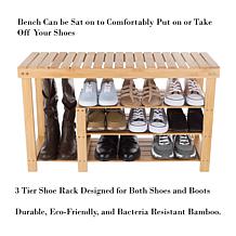 Hastings Home Bamboo Shoe and Boot Organizer Rack - Tan