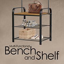 Hastings Home Entryway Coat Rack and Shoe Bench - Black and Brown
