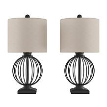 Hastings Home Iron Sphere Cage Lamp 2-Pack - Black