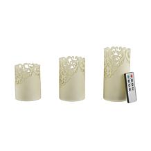 Hastings Home LED Candles with Remote Control Set of 3 - Ivory