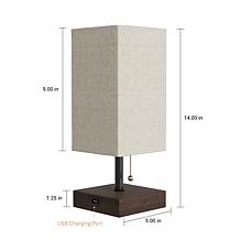 Hastings Home Minimalist LED Lamp with USB Port - Tan-Brown