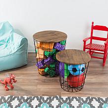 Hastings Home Nesting Side Table 2-Piece Set - Black