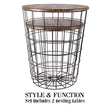 Hastings Home Nesting Side Table 2-Piece Set - Black