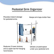 Hastings Home Pedestal Sink 2-Shelf Organizer, Silver