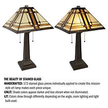 Hastings Home Tiffany Style Dual Light LED Table Lamp - Multicolor