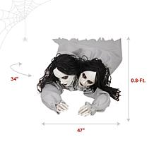 Haunted Hill Farm 0.8-Ft. Crawling Double Head Girl Animatronic