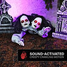 Haunted Hill Farm 0.8-Ft. Crawling Double Head Girl Animatronic