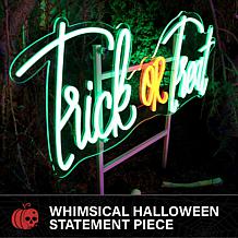 Haunted Hill Farm 1-Ft. Neon Green & Red LED Trick or Treat Wall De...
