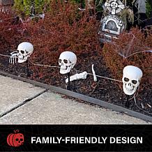 Haunted Hill Farm 1-Ft. Skull Stakes with Lights, Set of 6