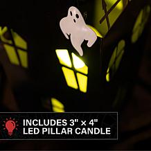 Haunted Hill Farm 1.3-Ft. LED Metal Haunted House Decoration for In...