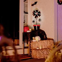 Haunted Hill Farm 2-Ft. LED Metal Flower in Pot Decoration with Sta...