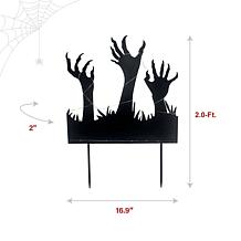Haunted Hill Farm 2-Ft. LED Metal Zombie Hands Coming From Ground D...