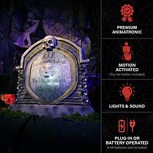 Haunted Hill Farm 2.1-Ft. Pushout Skull Tombstone Animatronic