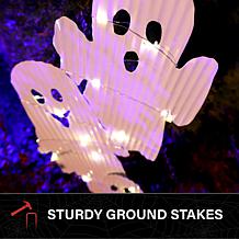 Haunted Hill Farm 2.7-Ft. LED Metal Stacked Ghost Decoration for In...