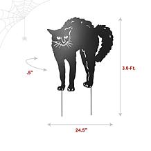 Haunted Hill Farm 3-Ft. Metal Black Cat Decoration with LED Eyes fo...