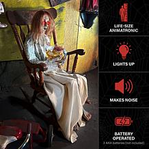 Haunted Hill Farm 3.8-Ft. Sitting Animated Creepy Woman Holding Dol...