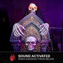 Haunted Hill Farm 4-Ft. Animated Reaper with Tombstone Animatronic