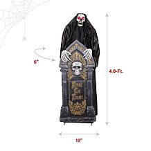 Haunted Hill Farm 4-Ft. Animated Reaper with Tombstone Animatronic