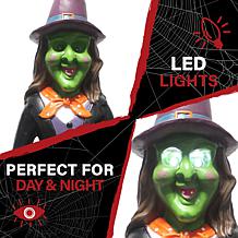 Haunted Hill Farm 4' Scary Witch w/Broom Pre-lit LED Resin Figure  