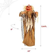 Haunted Hill Farm 5.4-Ft. Standing Head Dropping Pumpkin Man Animat...
