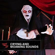 Haunted Hill Farm 5.4-Ft. Standing Jump Scare Nun Animatronic