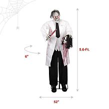 Haunted Hill Farm 5.6-Ft. Standing Animated Zombie with Bloody Knif...