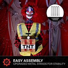 Haunted Hill Farm 5.7-Ft. Standing Animated Clown Courier Animatronic