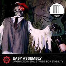 Haunted Hill Farm 5.9-Ft. Animated Zombie Animatronic with Lantern