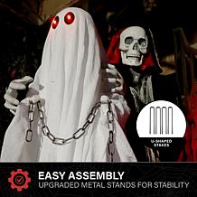 Haunted Hill Farm 5.9-Ft. Standing Animated Reaper with Ghost Anima...