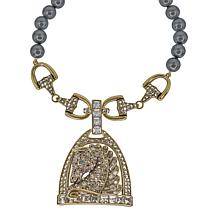Heidi Daus Chantilly Royale Textured Bronzetone Crystal Drop Necklace
