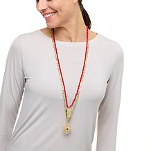 Heidi Daus Compass and Dog Tag 2-piece Chain and Beaded Necklace Set