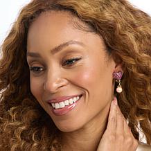 Heidi Daus Cotillion Heart Bronzetone Crystal Drop Earrings