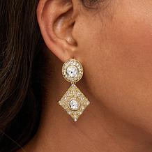 Heidi Daus "Deco Drop" Glass and Crystal Earrings