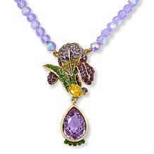 Heidi Daus Early Bloomer Goldtone Crystal Beaded Flower Drop Necklace