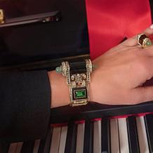 Heidi Daus Goldtone Eclectic Combo Glass and Crystal Hinged Bracelet