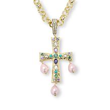 Heidi Daus Grand Cross Magnetic Pendant with Rolo Chain Necklace