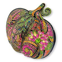 Heidi Daus Groovy Gourd Bronzetone Crystal and Enamel Pin