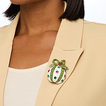 Heidi Daus Holly Jolly Crystal Ornament Pendant/Pin with Cord Necklace