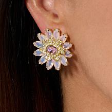 Heidi Daus "In Vogue" Glass and Crystal Flower Earrings