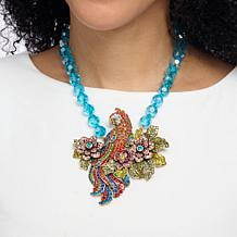 Heidi Daus Pretty Polly Crystal Parrot Beaded Drop Necklace
