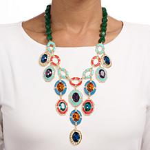 Heidi Daus Rule the Runway Crystal and Enamel Bib Necklace
