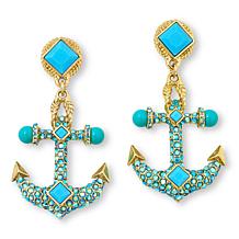 Heidi Daus Ship Bottom Anchor-Design Drop Earrings