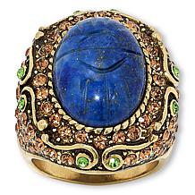 Heidi Daus Sparkling Scarab Simulated Stone and Crystal Oval Ring 