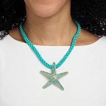 Heidi Daus Starfish Crystal Pendant with 18" Rope Cord Necklace