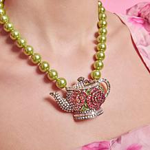 Heidi Daus Tea Time 17-3/4" Bronze-Tone Crystal Beaded Drop Necklace