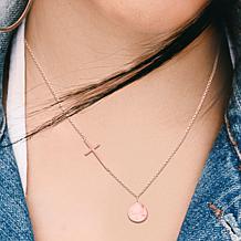 Heights Jewelers Personalized Name Disc Cross Necklace - Plated