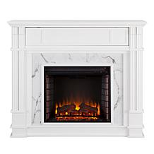 Highgate Faux Cararra Marble Media Electric Fireplace
