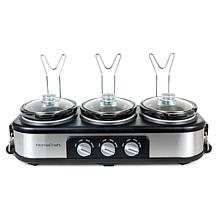 HomeCraft 1.5 Qt Oval Triple Slow Cooker Buffet