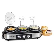 HomeCraft 1.5 Qt Oval Triple Slow Cooker Buffet