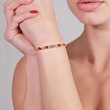 House of Ellure Red Garnet and White Topaz Tennis Bracelet
